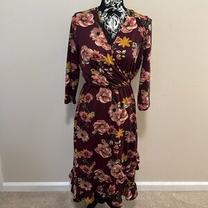 Downeast floral Surplice High Low Dress